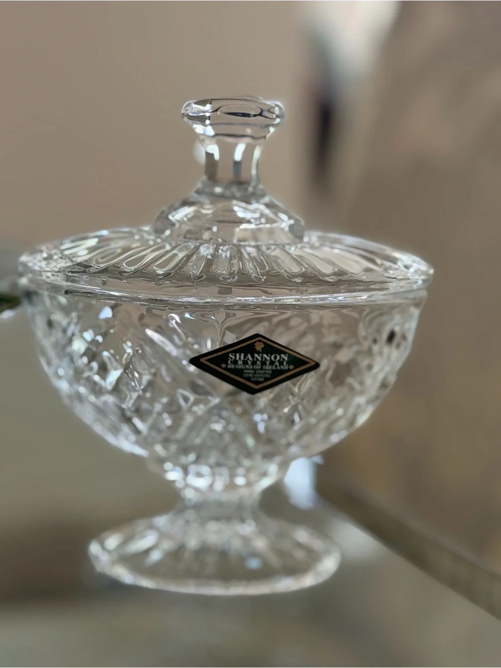 Shannon Crystal Clear Glass Lidded sugar and creamer set
